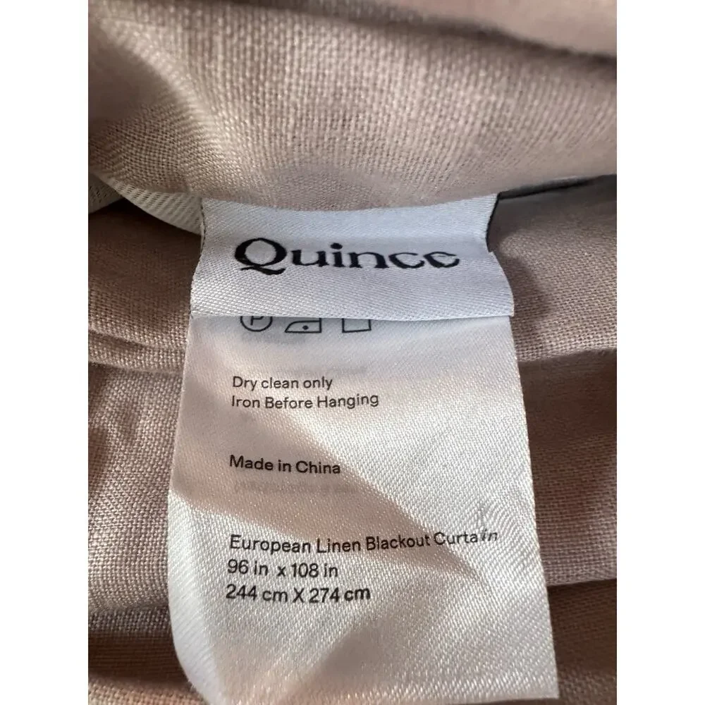 Quince European Linen Room Darkening Curtain Single Panel 96x108 Rose Quartz New